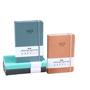 Eco-Friendly Undated Dairy Planner Pen Loop A5 Size Hardcover Thermal Binding Thread Sewing PU Leather Cover