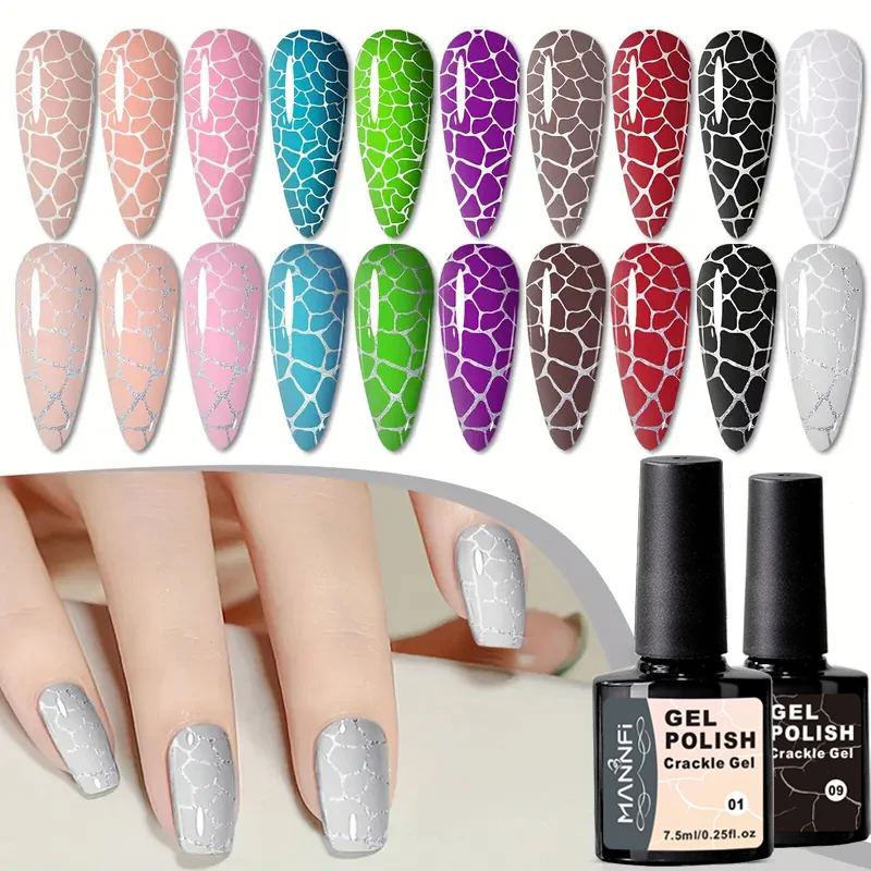 MANNFI Nail supplier Nail Art Product High Pigment Cracking Gel Manicure Semi Permanent Gel Polish Uv Led Nail Crackle Gel