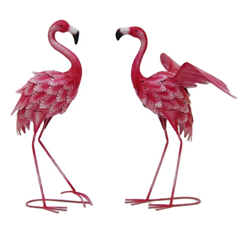 Estatuilla De Pájaros Decoración Del Hogar Flamenco Rosa 