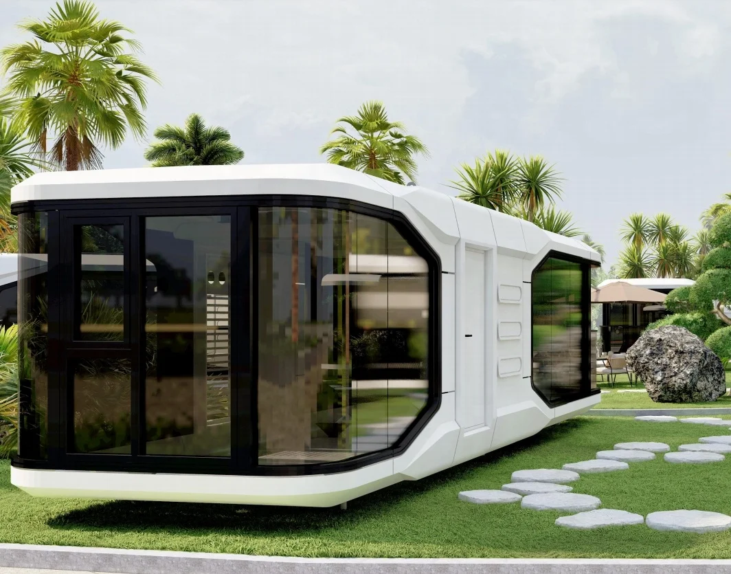 Luxury Modern Prefab House Convenient Space Capsule Cabin Mobile Homestay Tourism Container Prefab House Hotel Made Steel Glass
