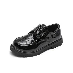 2026 New British Style Black Soft Soled Children Primary School Shoes Autumn Children Leather Shoes Boys
