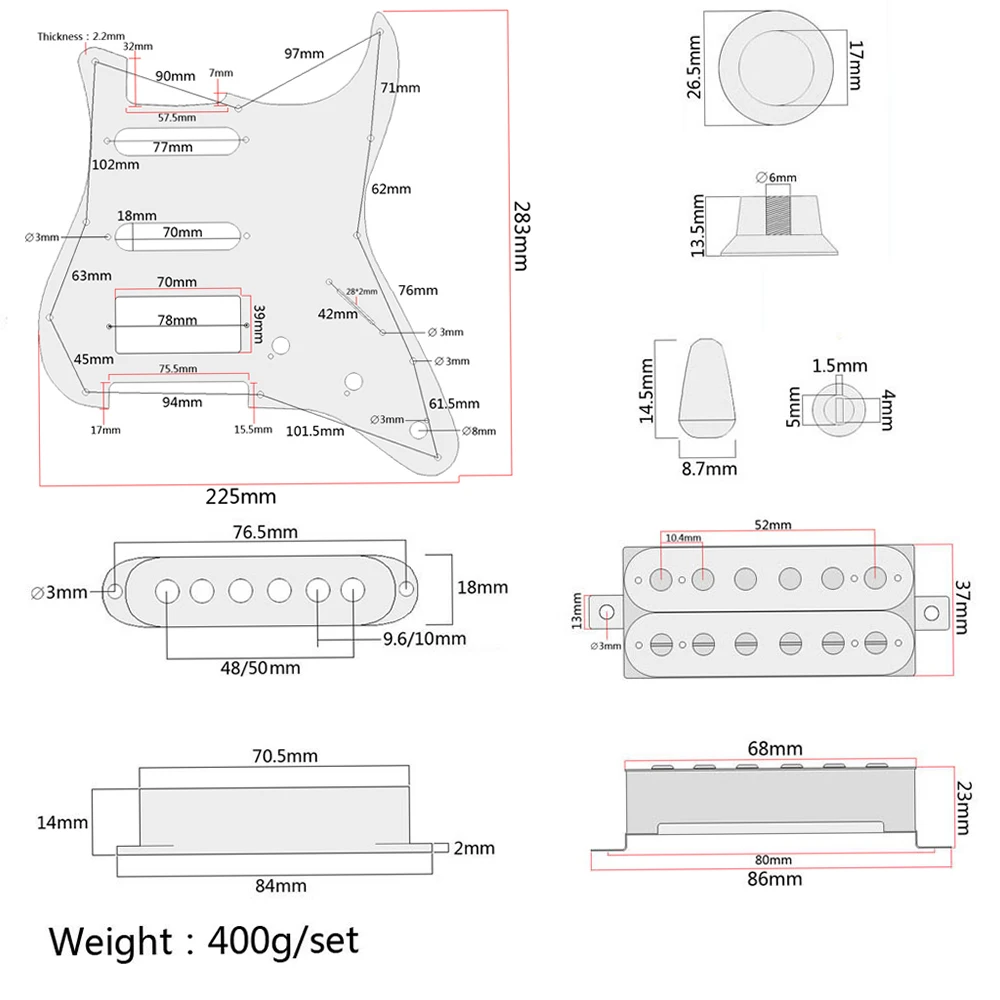 Battipenna precablato Pickguard Precablato Caricato con Alnico Pickup Perla Bianca per Stratocaster battipenna Caricato