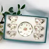 Pink Lotus small cup saucer embossed flowers-6 cups 6 plates