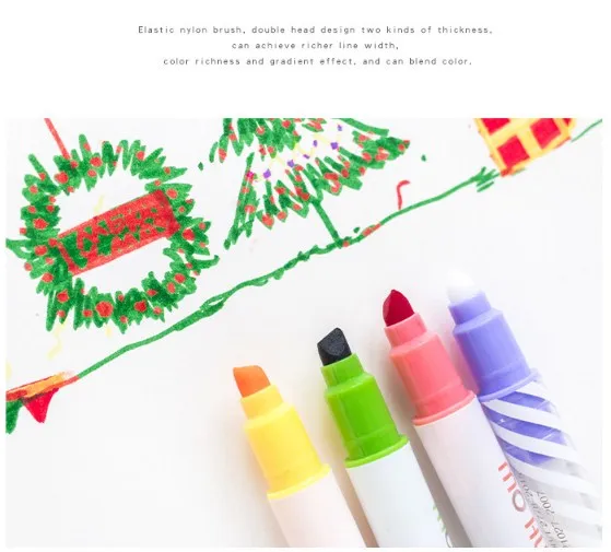 12pcs Creative Magic Color Highlighter Pen Color Changeable Hand Account Marker Pen Set Dual Tip Fluorescent Pen
