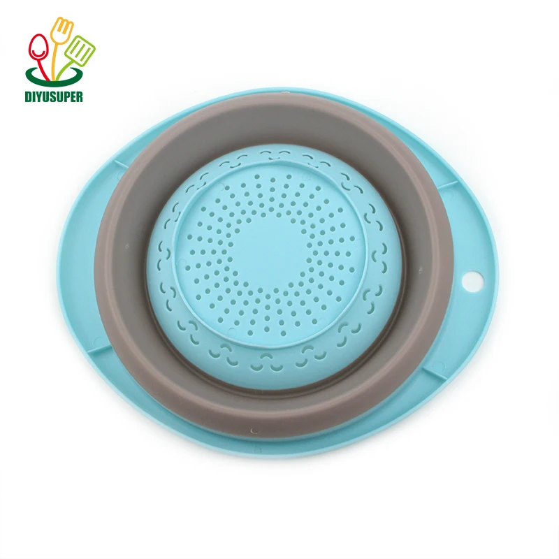 
 2021 оптовая продажа, пластиковый складной дуршлаг, 2 набора, кухонный складной силиконовый дуршлаг  