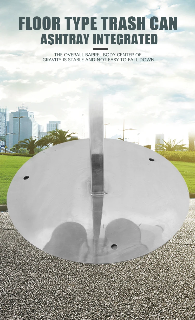 Stainless Steel Double Bin Windproof Ashtray for Sidewalk Public Cigarette Waste Collector Heavy Duty Ashtray