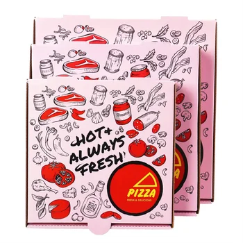 Wholesale color corrugated pizza packaging box customized 6-14 inch high-quality pizza takeaway packaging paper box