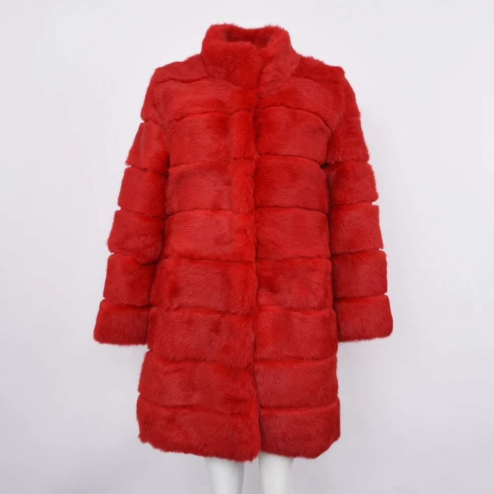 2022 Spring New Arrival Real Rabbit Fur Jacket Warm Soft Long Fur Coat for Women