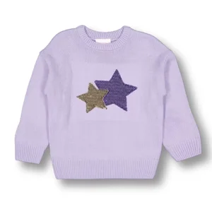 Customizable Stylish Sequin Stars Hearts Graphic Embroidery  Sweater Sweatshirt for Kids Girls