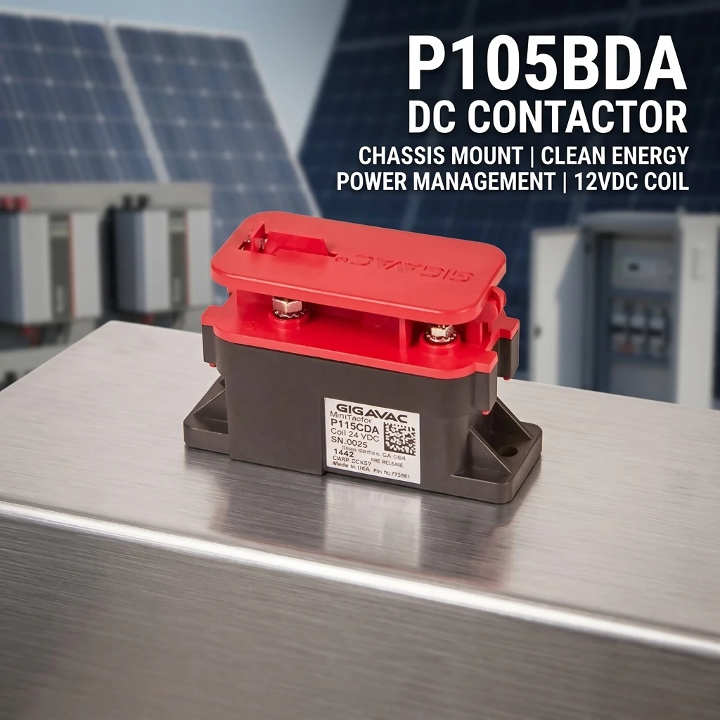 คอนแทคเตอร์แม่เหล็กแบบให้กระแส 50A รุ่น P105BDA สำหรับ Sensata-Gigavac กระแส 50A, แรงดันไฟฟ้าตรง 12VDC, แรงดันไฟฟ้าตรงสูงสุด 1200VDC ใช้พลังงานต่ำ เหมาะสำหรับแบตเตอรี่รถยนต์ไฟฟ้า (EV)