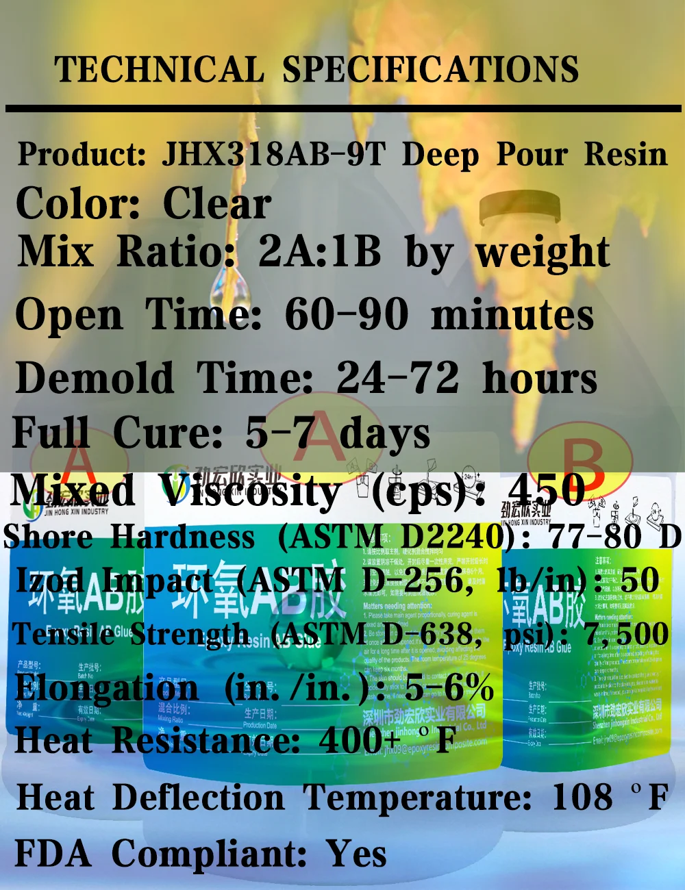 Transparent Low Viscosity Deep Pour Epoxy Resin A And B Material Trade