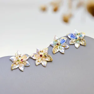 Ilona Trendy Summer Three Dimensional Exquisite Colored Beads Stud Earrings for Anniversary Flowers Crystal Jewelry