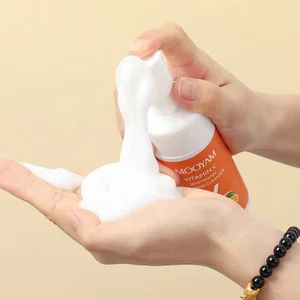 Private Label Face Wash Vitamin C Facial Foam Deep Cleansing Face Cleanser With Brush