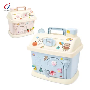 Kids Coin Bank Cute House Money Box Diy Sticker Plastic Money Saving Box Piggy Banks with Keys