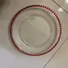 clear with red line bead