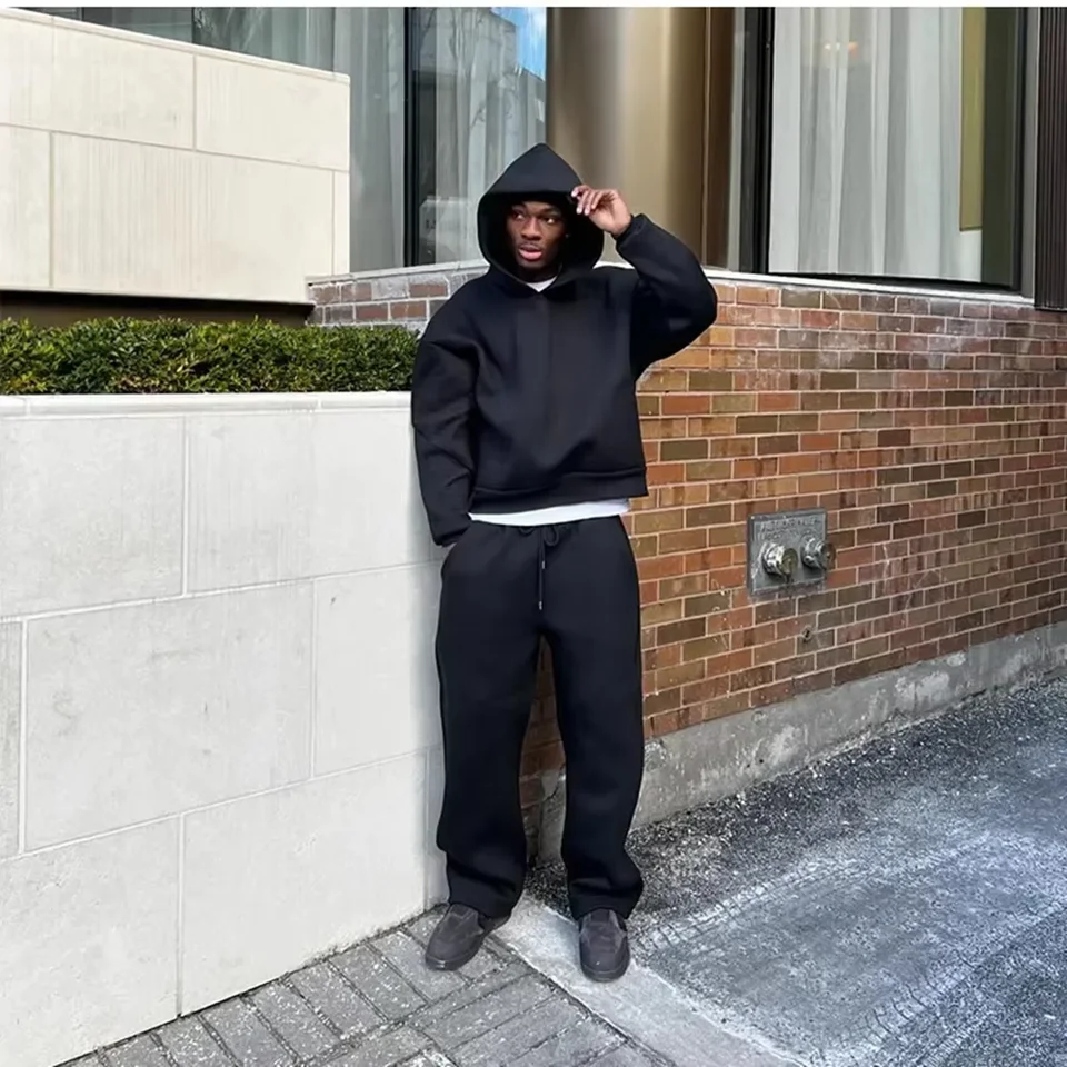 Baggy Breathable Drop Shoulder Casual Oversize High Quality Street Wear Manufacturer Mesh Cropped Pullover Unisex Hoodie gallery 4