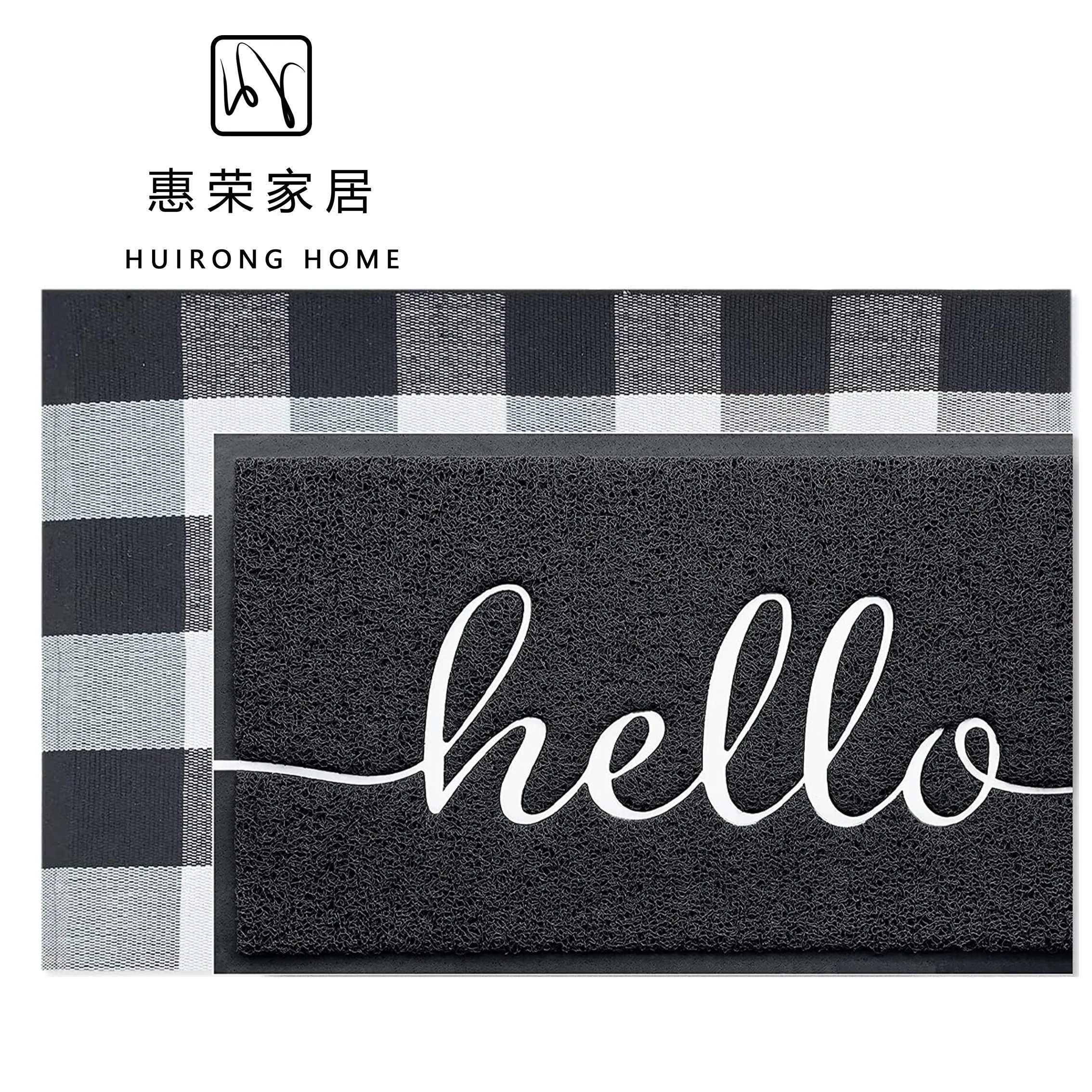 Black And White, Checkered Indoor Outdoor Doormat