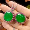 Green chalcedony pendant with Chopin chain