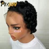 Parrucca Pixie Cut Riccia con Frontale in Pizzo