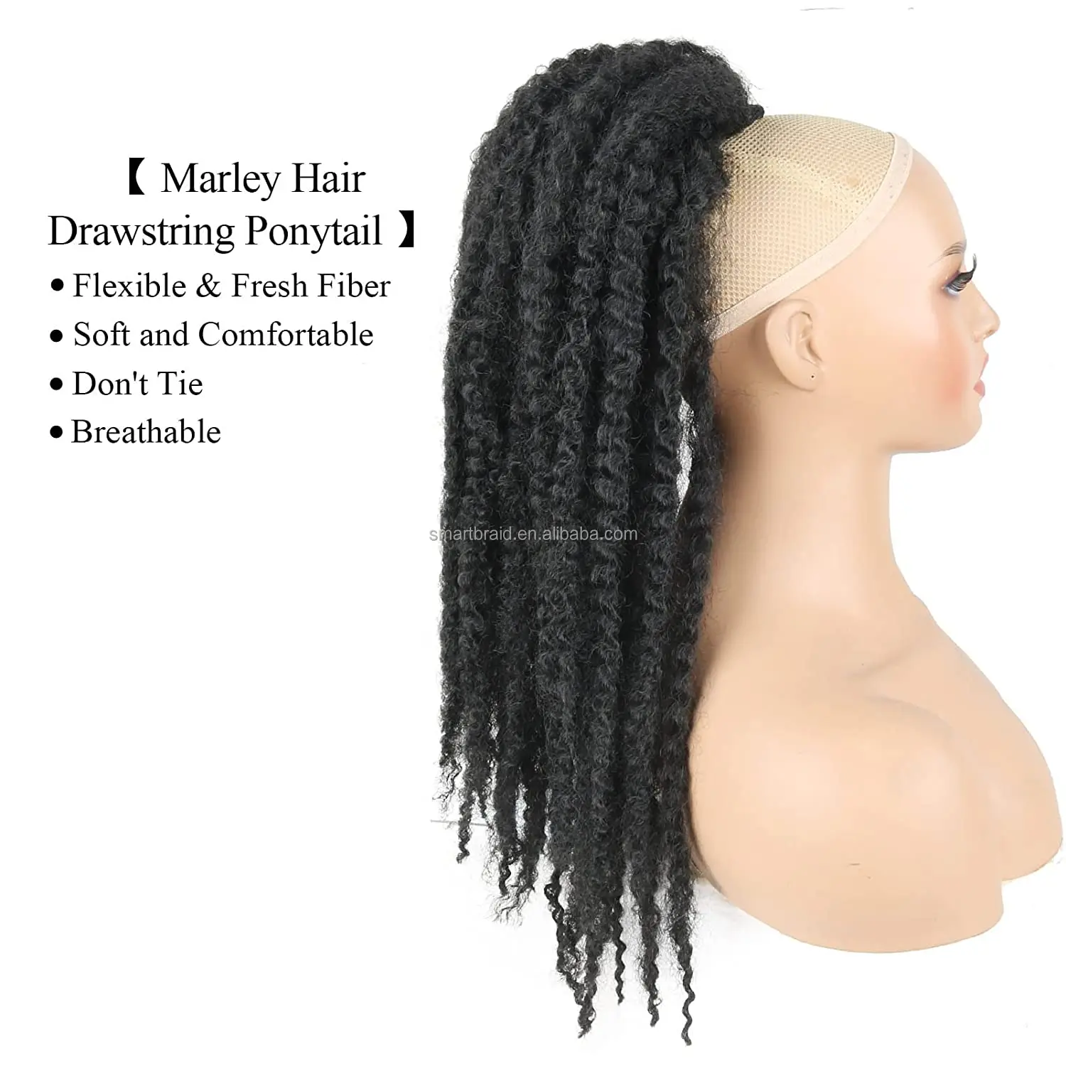 Synthetic Afro Kinky Curly Ponytail Marley Braids Twist Hairpiece