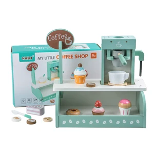 Premium Wooden Pretend Play Coffee Maker Toy Set for Kid with Realistic Desserts and Afternoon Tea Accessories for Fun Role Play