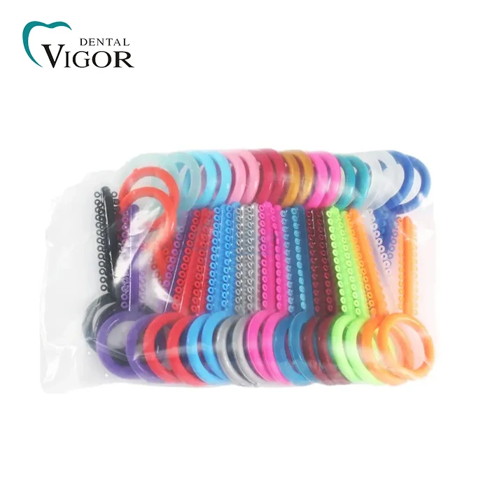 1040 pezzi legami ortodontici dentali Bande elastiche per brackets 43 colori