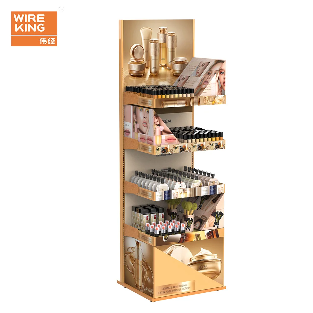 Customized Metal Makeup Display Rack Liquid Foundation Lipstick Beauty Care Product Display Stand Cosmetic Rack