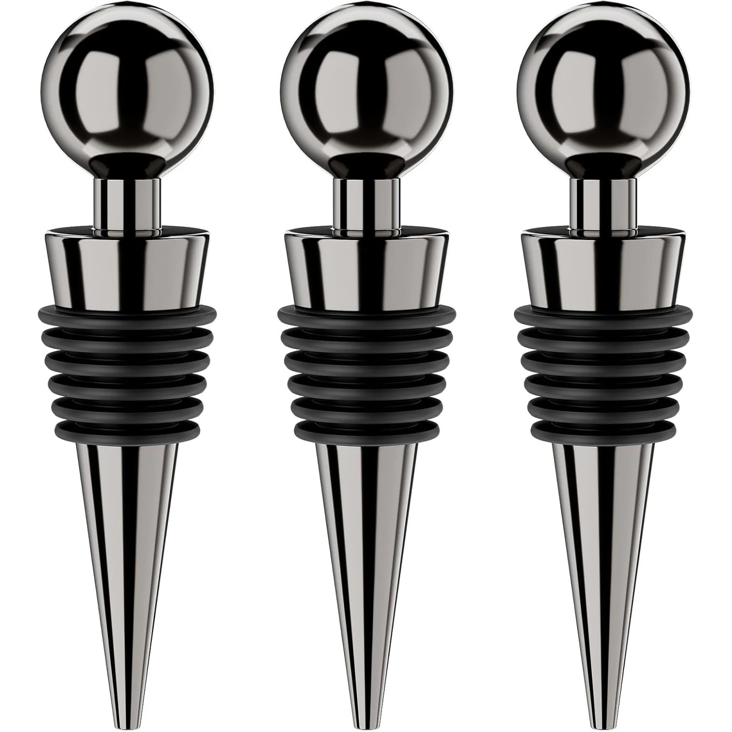 Custom Zinc Alloy Metal Wine Corks Reusable Interior Rubber Beverage Bottle Stopper Bar Accessories
