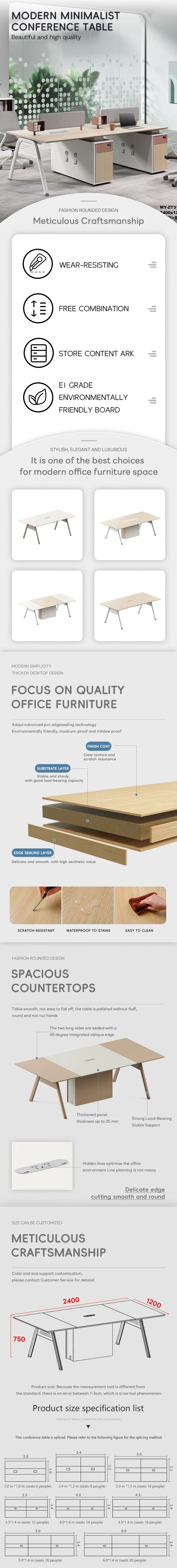 Modern coworking conference table details