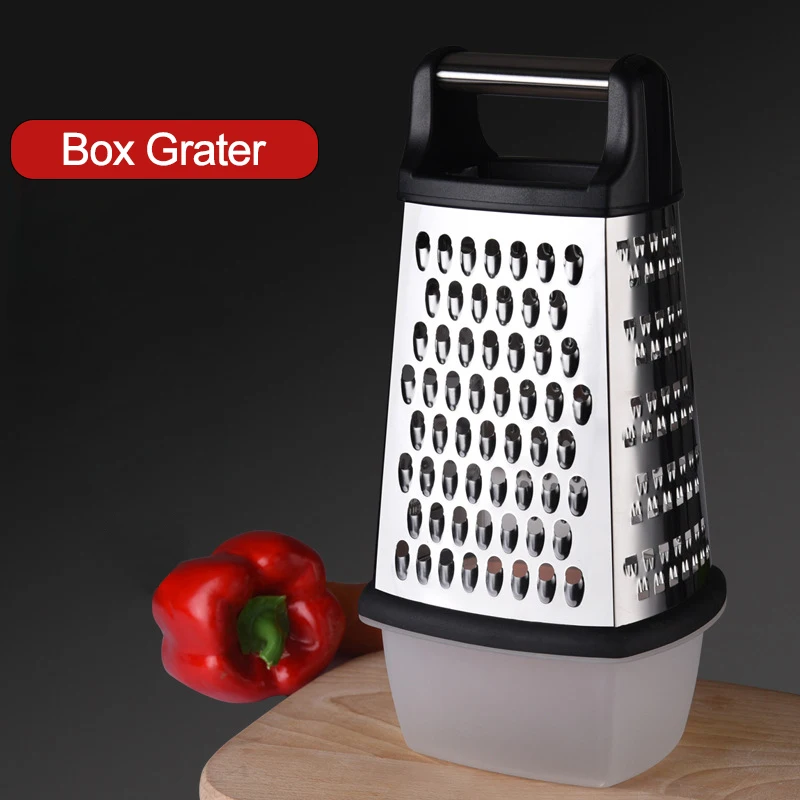 Stainless Steel Box Grater - Four Sided Heavy Duty - Silver - 1 Count Box
