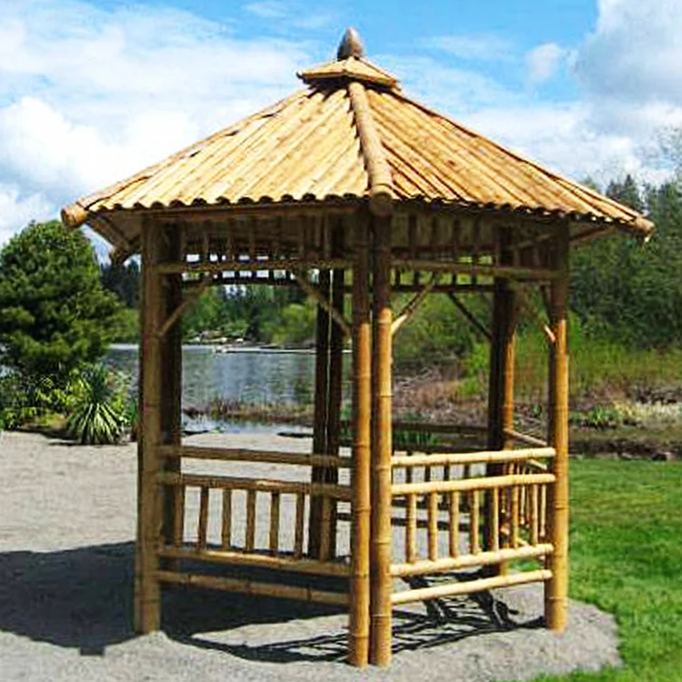 Wind Proof Gazebo With Most Popular New Design Garden Durable Wood Bamboo Gazebo