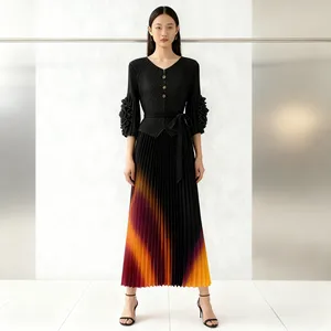 New Miyake Pleated Dress - 2025 New High-quality Fish-scale Pleated Multi-color Long Dress
