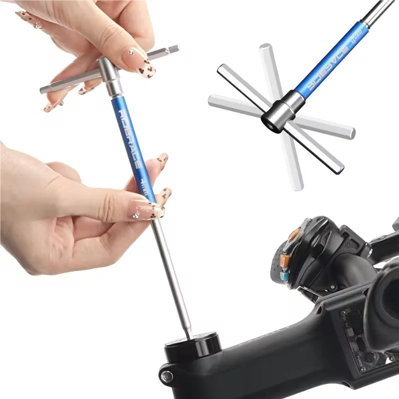 RIDERACE Bicycle Allen Hex Key Wrench Hand Bike Repair Tools Set T Handle 2/2.5/3/4/5/6/8/10mm CRV Steel Inner Hexagon Spanner