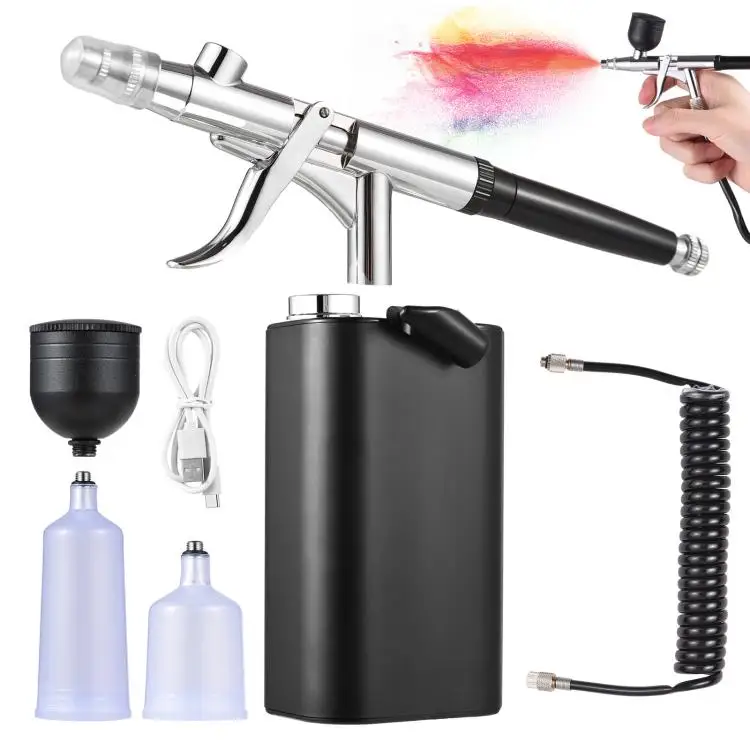 Airbrush Kit with Compressor 40PSI High Pressure Portable Rechargeable Cordless Handheld Air Brushes with 0.3mm Tip for Painting