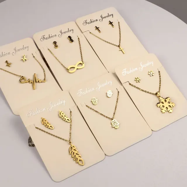 Cheap Price Wholesale Fashion Women Earring Jewelry Set Stainless Steel Cross Jewelry Set Girl Cutting Heart Necklace