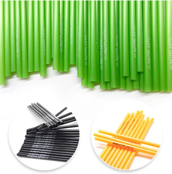 Biodegradable Colored Disposable Pla Eco Black Plastic Straw