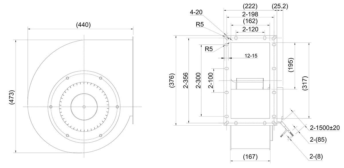 Centrifugal Blower, 250mm, 220 V, EC Motor - detail 10