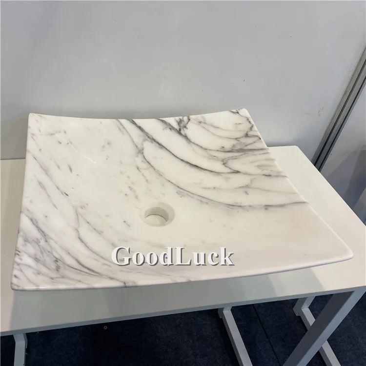 Natural white marble pedestal basin washing sinks for bathroom supplier