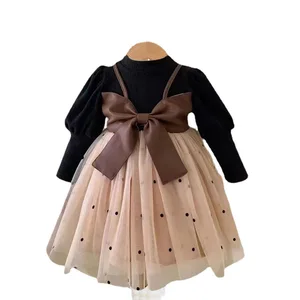 GIRLS Autumn Princess Dress Children Long Sleeve Bow Party Dress Winter New Baby Clothes