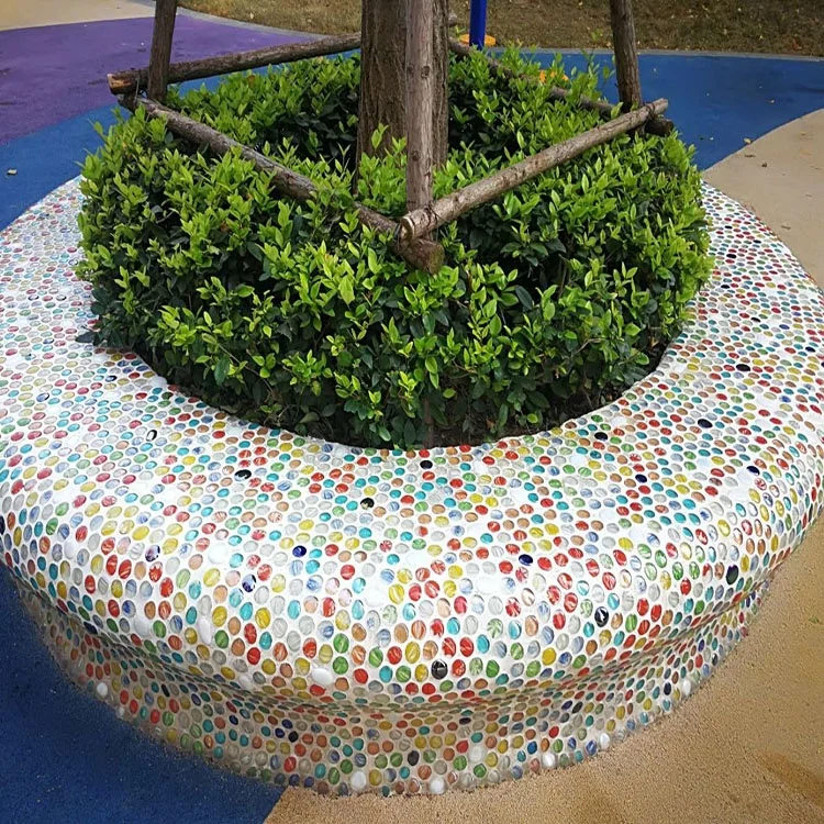 Bulk Landscape Glass Flat Beads Mix Color Yuhua Pebble Stone Embedded Tile Wall Floor Decorative Garden Pebbles Polished Stones