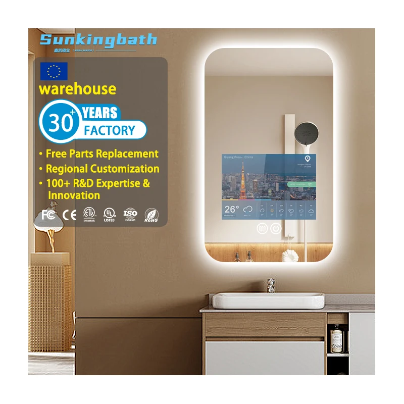 Interactive Smart Tv Mirror Mirror Led Bathroom Android Mirror Wall Mounted Solution Touch Screen Mirror for Hotel