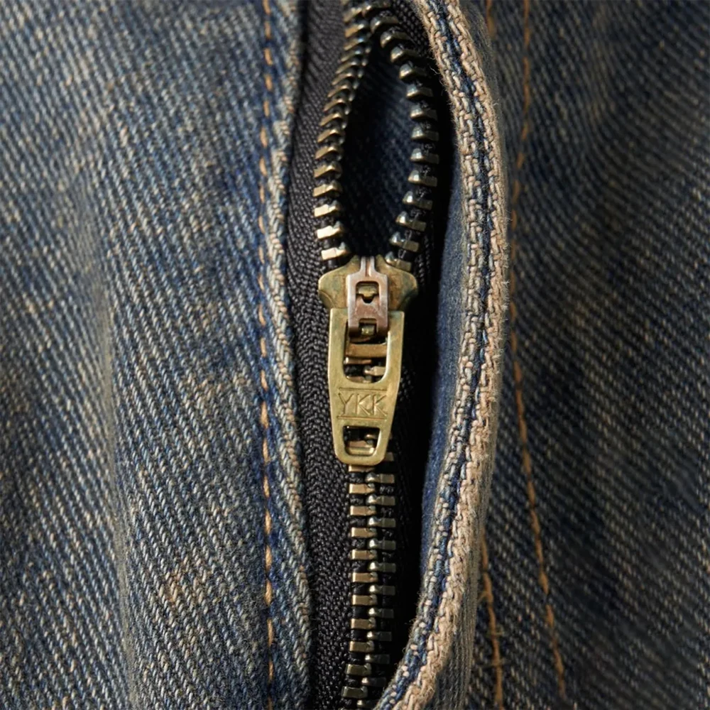 Men Street Wear Manufacturer Baggy Denim Washed Dying Double Knee Zipper Jeans Pants