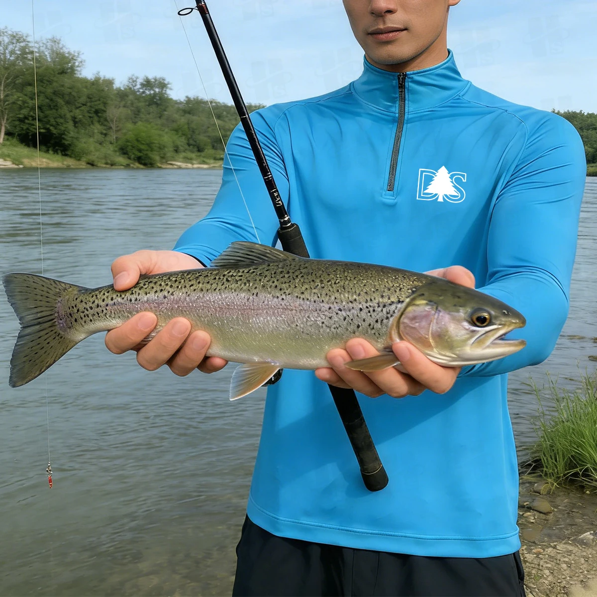 Factory Oen Performance Quick Dry Polyester Spandex Blend Fishing Apparel Outdoor Sports Quarter Zipper Tshirt Long Sleeve Men