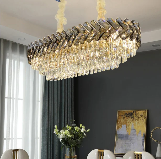 Modern Luxury Gold K9 Crystal Pendant Light Luxurious Crystal Hanging Lamp Ceiling Deckenleuchte for Living Room