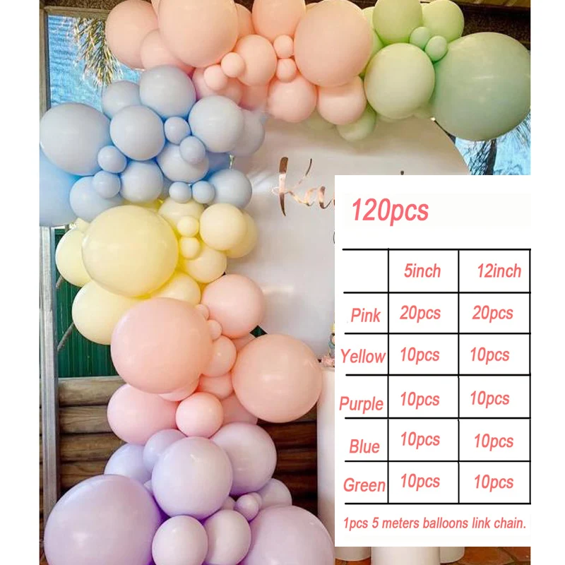 Pastel Balloons 115 Pcs Pastel Balloon Garland Kit Different Sizes 5 10 12  18 Inch Pastel Rainbow Balloons For Baby Shower Wedding Party Decorations