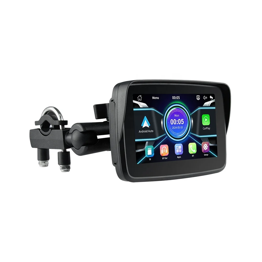 TIYPEOR Motorcycle Navigation Wireless CarPlay Android Auto Screen Mirroring Display Portable Motorcycle Monitor DVR