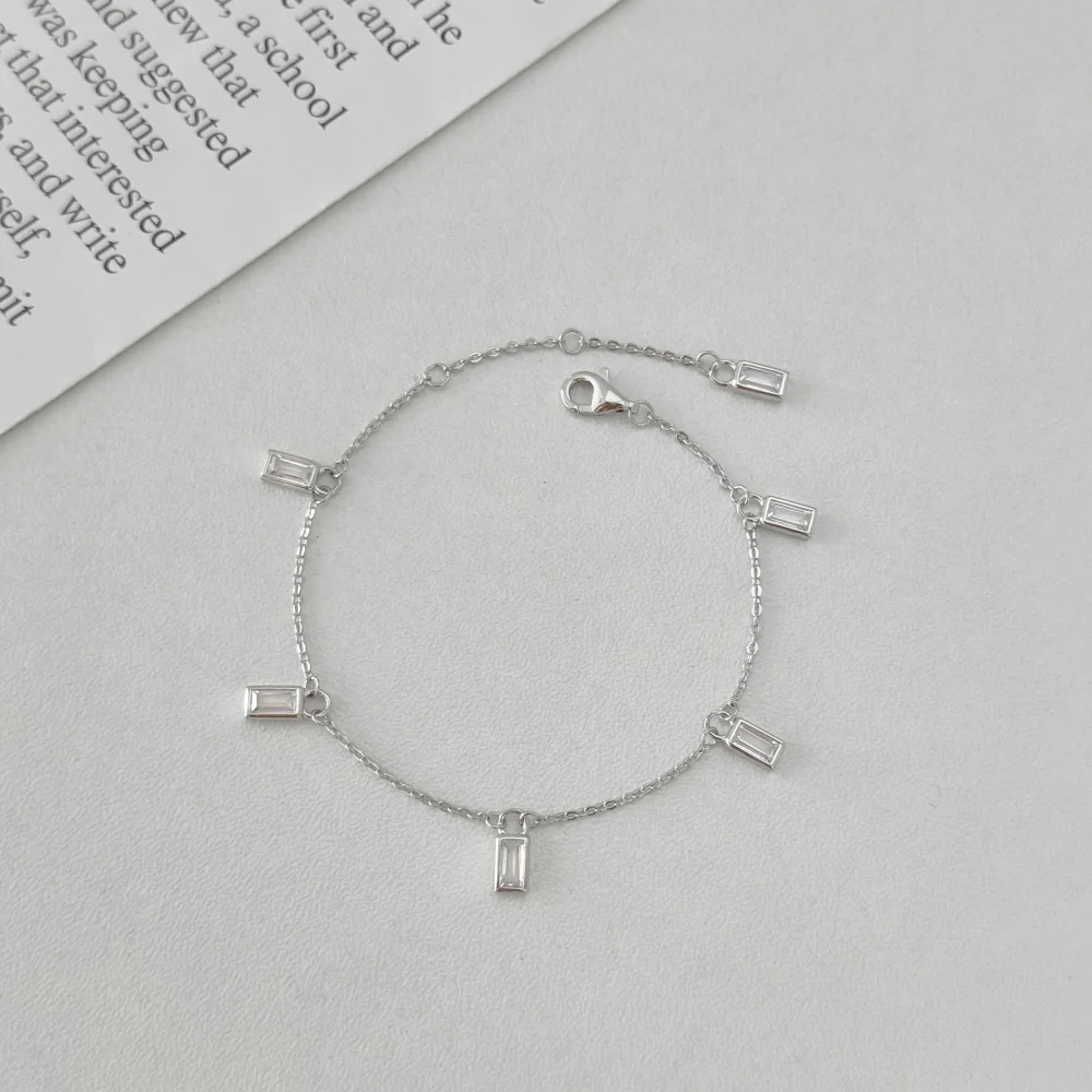 KAKODIY Unique Design Women's Jewelry 925 Sterling Silver Chain Multi Rectangular 5A Zirconia Zircon Pendant Chain Bracelet detail 6