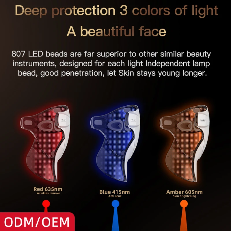 Perfect Anti Wrinkle Aging Photon 3 Color Led Facial Protect Wireless Red Light Therapy Product for Skin Care