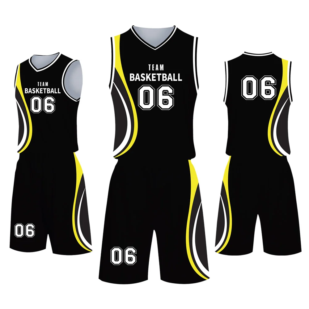 Source Red and black kids blank basketball jersey uniform design