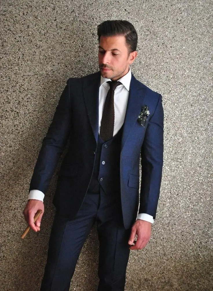 2025 Winter Latest Coat Pant Design Navy Blue Men Wedding Suits Slim Fit Formal Men Suits Groom Tuxedo for Male Blazer Sets